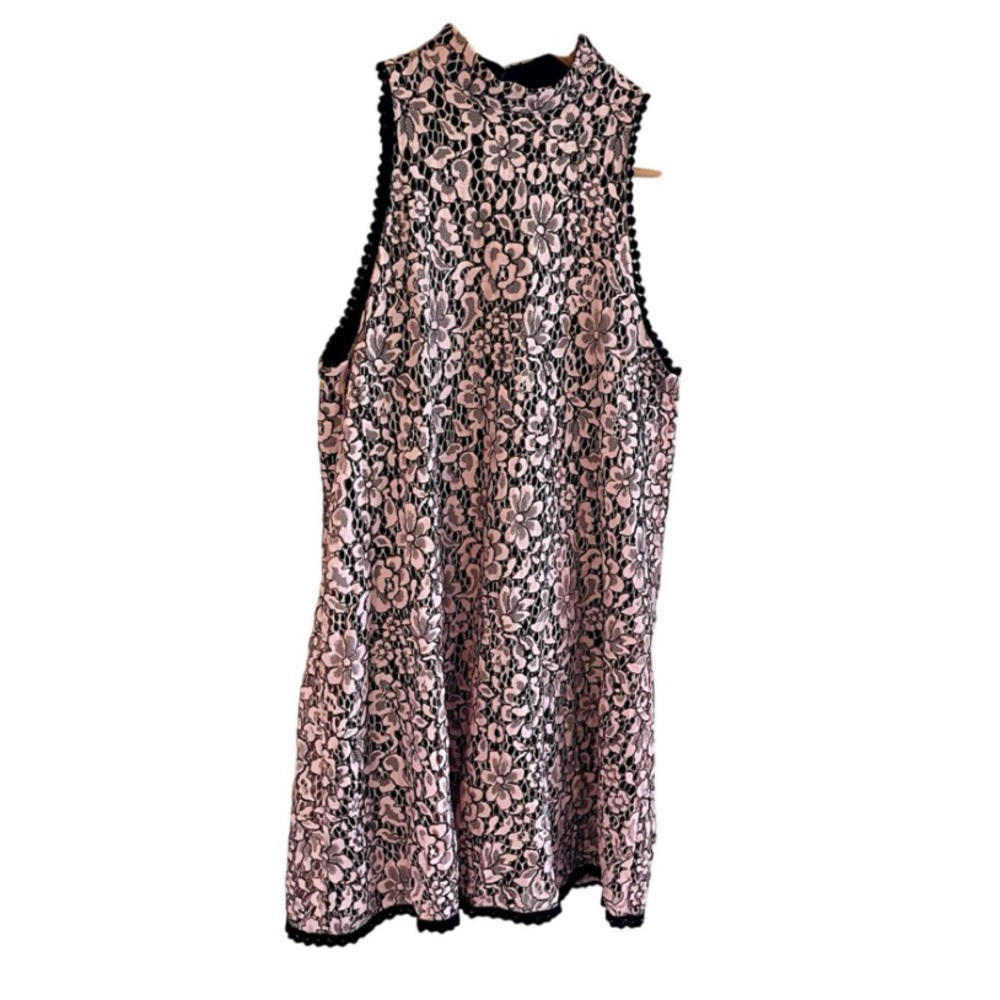 Altar’d State Floral Lace Mock Neck Dress – Blush Lining, Size L